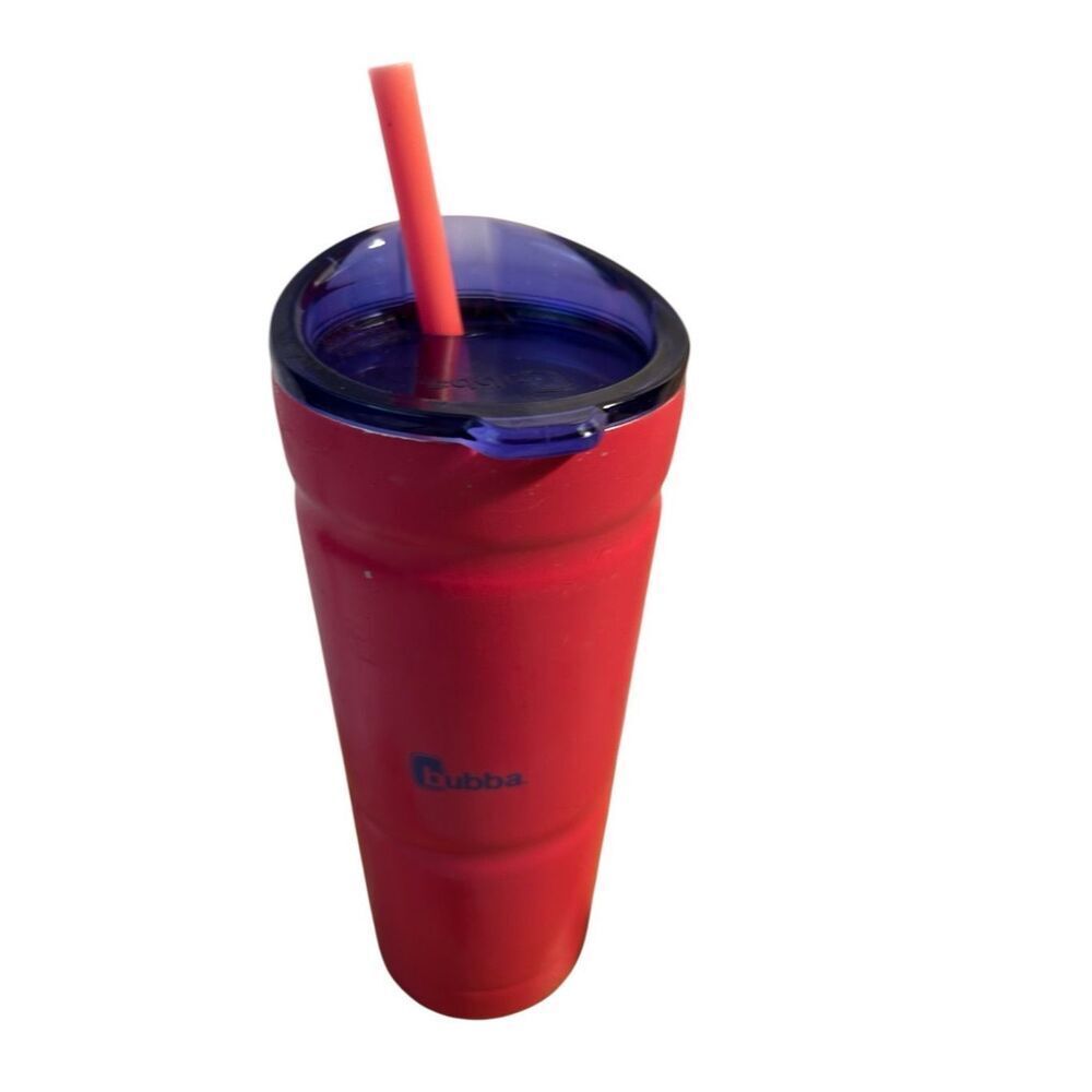 Bubba cup 24 oz pink with straw ( peeling‎ on edge)